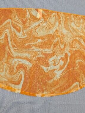 Identity Women's Orange Marble Swirl Print Sarong Beach Wrap Cover Up Sz XS,SML